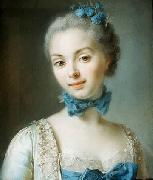 unknow artist Portrait of a young woman wearing a blue ribbon at her throat France oil painting artist